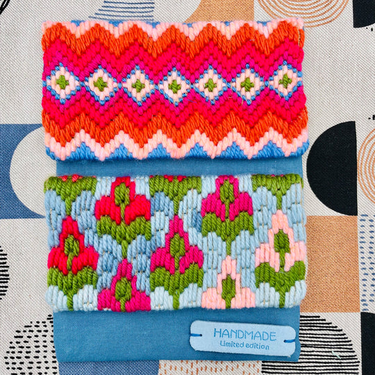 Olivia Lopez - Broderie Bargello, étui pour éventail et porte-monnaie