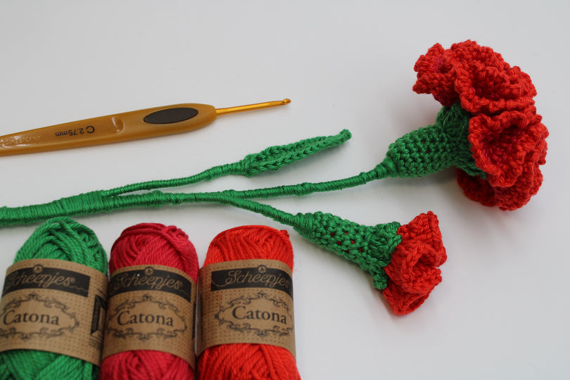 Fleurs de Mouton - La fleur d'oeillet sur tige au crochet